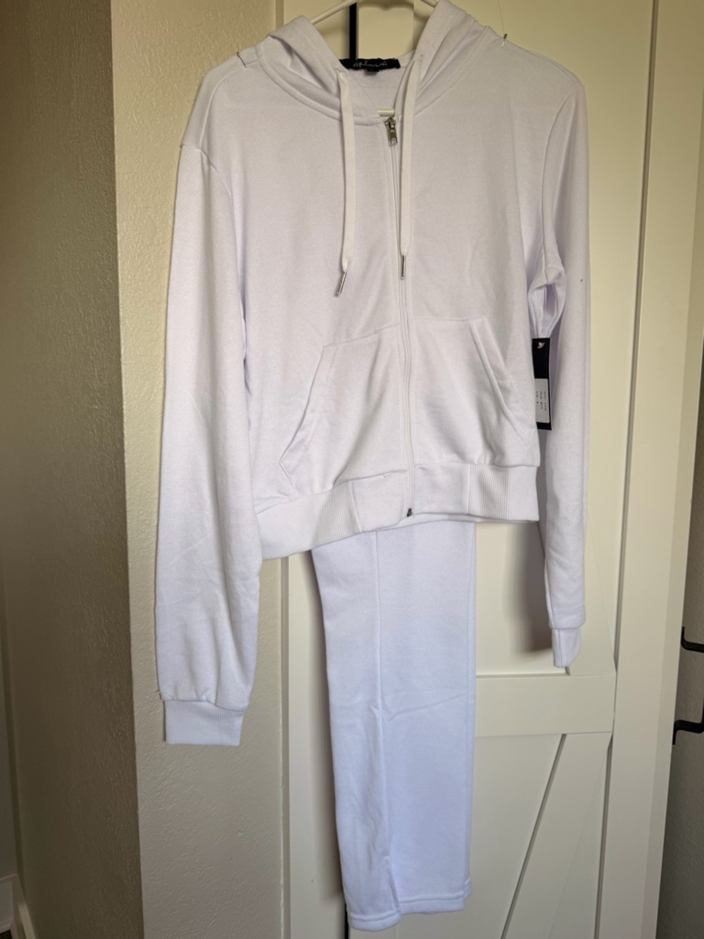 White Cozy Zip-Up Hoodie & Joggers Set